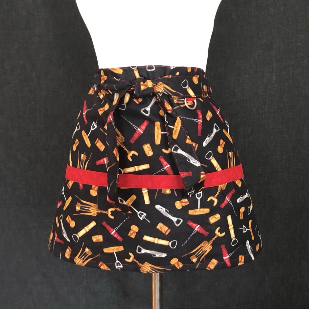 Bottle Opener Print Short Apron